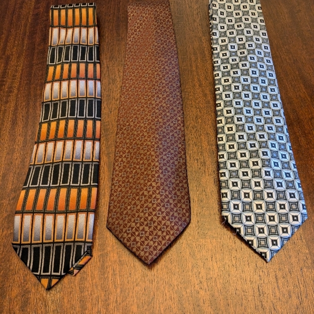 Bold Geometric and Solid Copper Neckties
